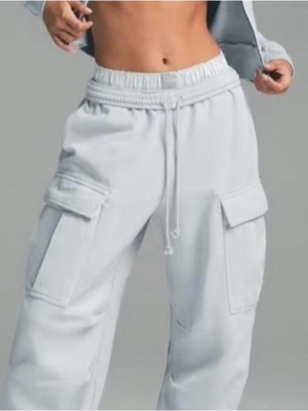 SKIMS Zen Blue Cargo boyfriend sweats with Drawstring Waist